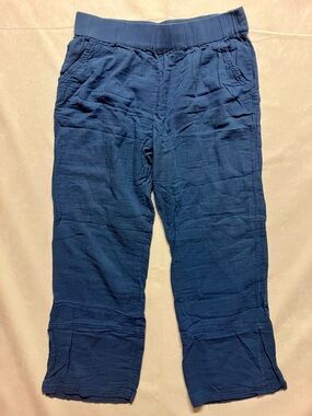 Pact Wide Leg Split Hem Lounge Pants Cropped Navy Organic Cotton Women's size XL